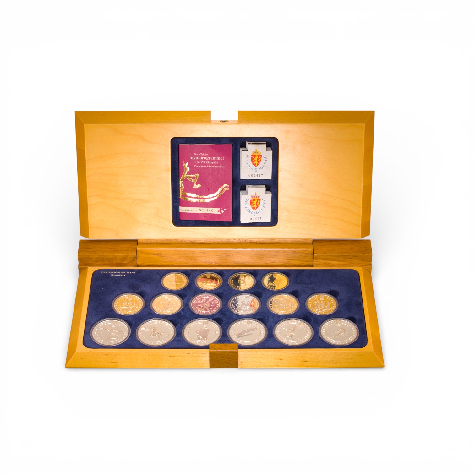 Lillehammer OL 1994 myntsett gull, sølv