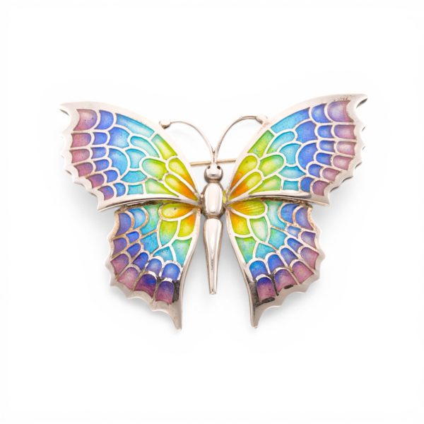Emalje sommerfugl nål, sterling sølv