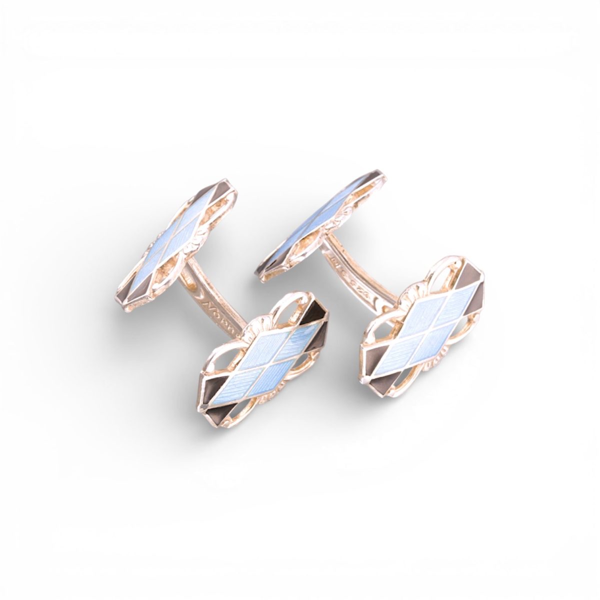 Emalje mansjettknapper, sterling sølv