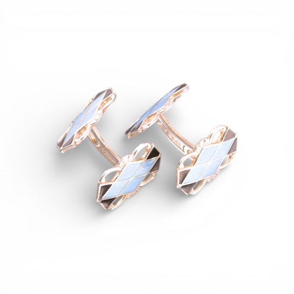 Emalje mansjettknapper, sterling sølv