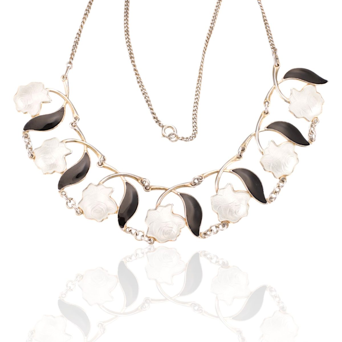 Emalje collier, sterling sølv