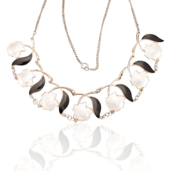 Emalje collier, sterling sølv