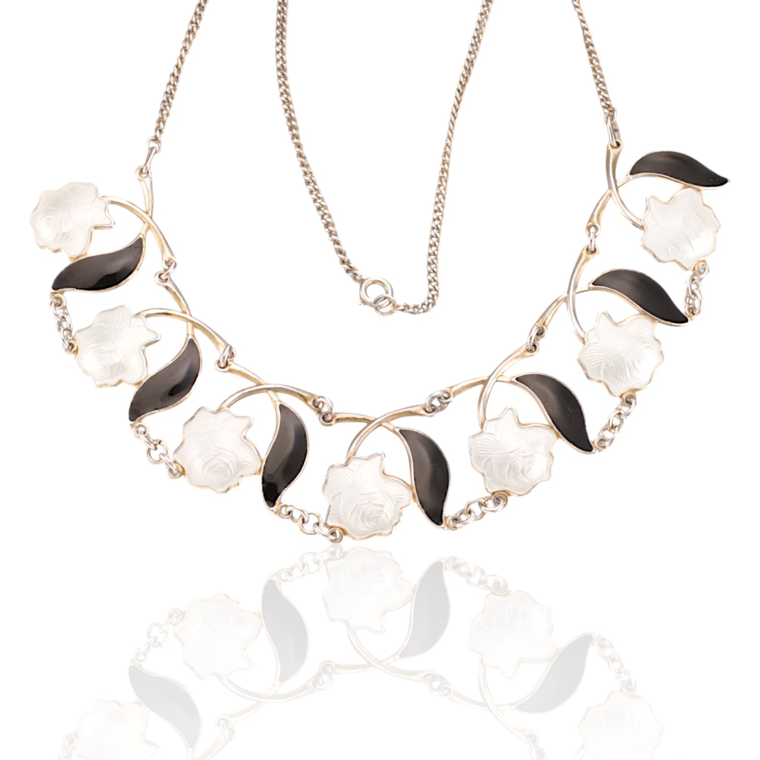 Emalje collier, sterling sølv