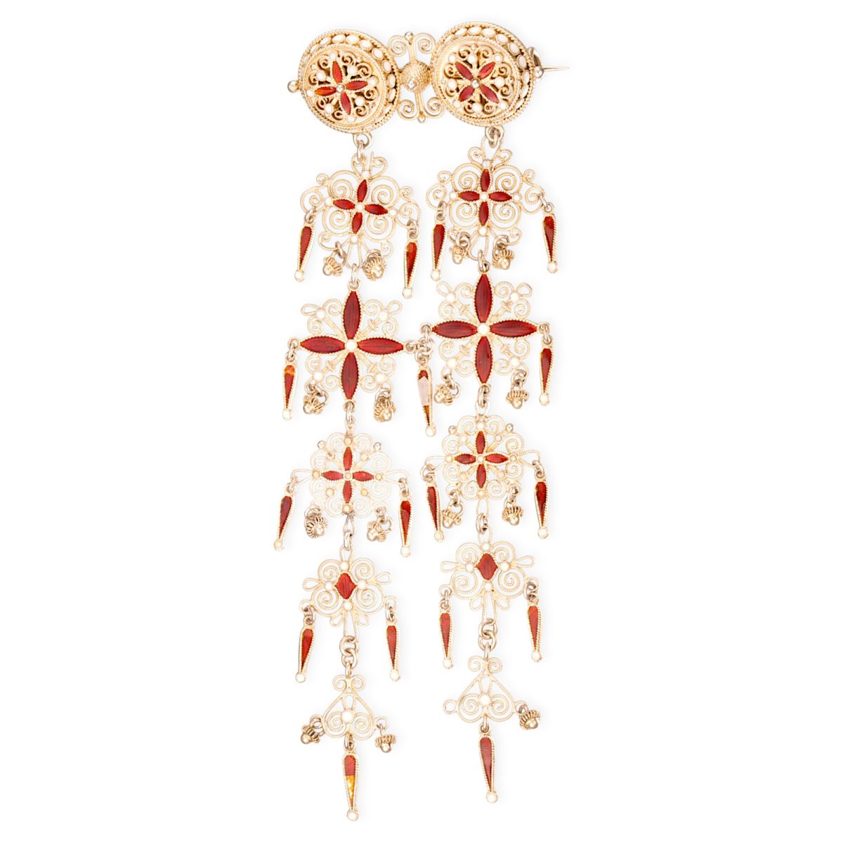 Antikk bysølje, forgylt sølv, emalje