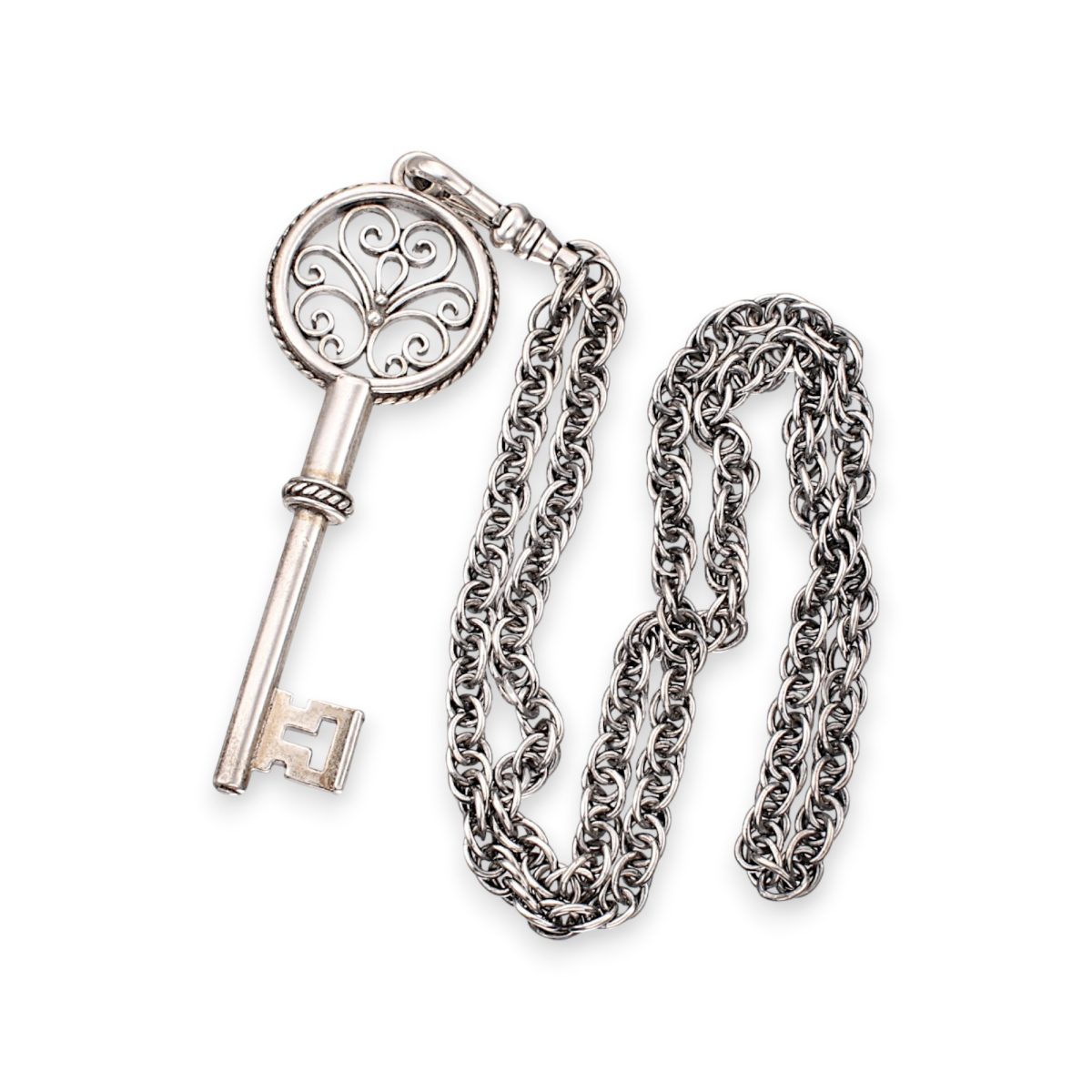 Stabbursnøkkel med kjede, sølv